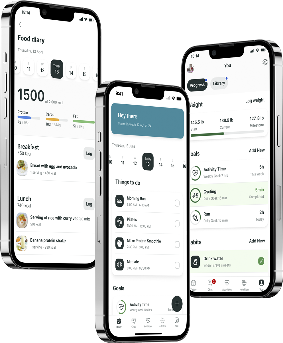 A mockup of the coaching app showcasing the features.